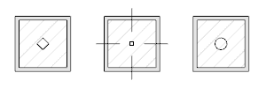 Columns with different types of insert marks.