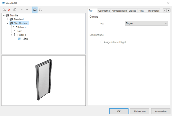 Dialogfenster Stilmanager für das Türobjekt.
