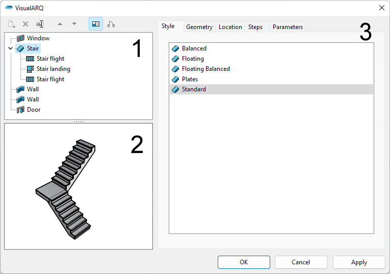 Object Properties dialog box, object properties of a window.