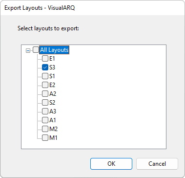 Export Layouts Dialog.