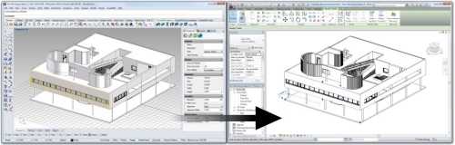 Modelo exportado de VisualARQ a Revit en IFC.