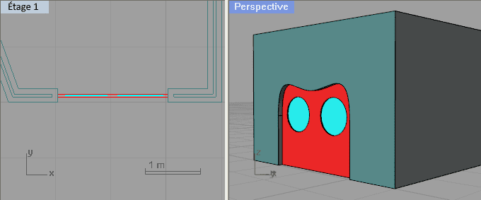 Style de porte personnalisé, défini à partir d'un bloc 3D, un bloc 2D et un profil
