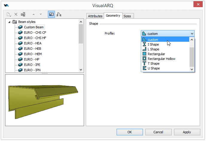 New Beam Style with custom profile.