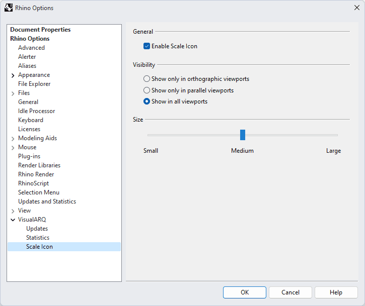 Scale Icon, in VisualARQ Options