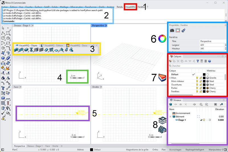 Interface de VisualARQ