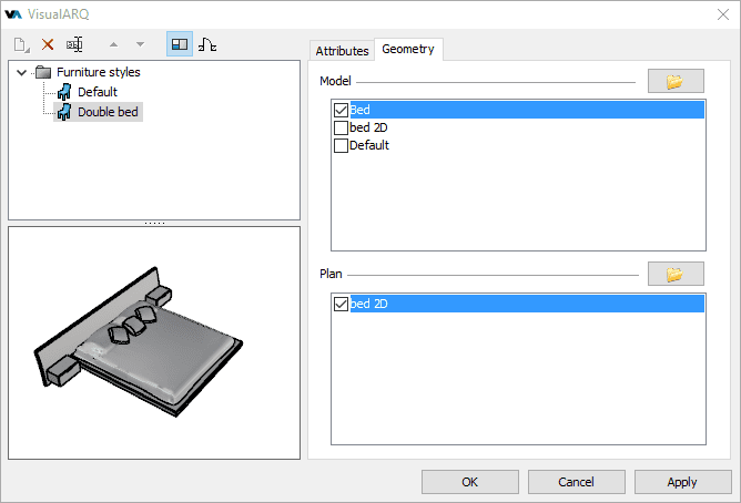 Style Manager dialog box for the Furniture object.