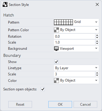 Section styles dialog 