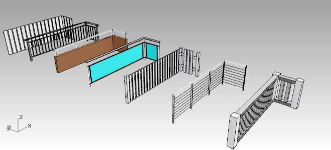 Railing styles samples.