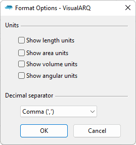 Format options dialog