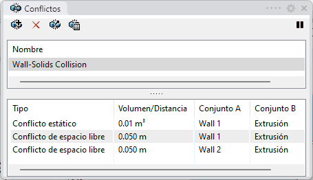 Panel de informe de conflictos.