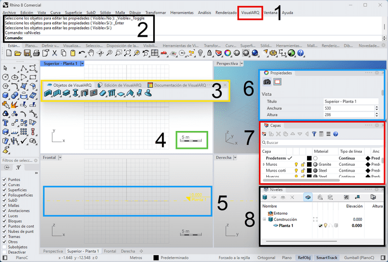 Interfaz de VisualARQ