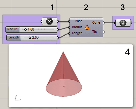 Grasshopper definition to generate a Cone