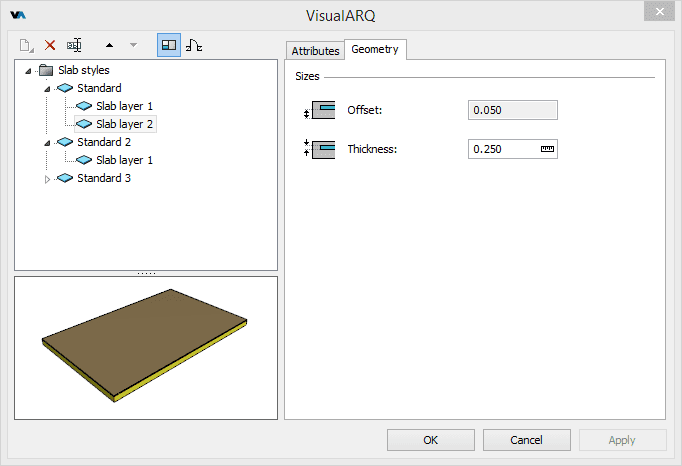 Style Manager dialog box for the Slab object.