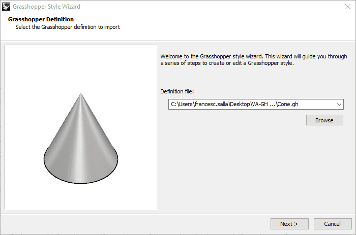 Grasshopper style wizard step 1
