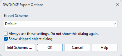 DWG/DXF Export Options Dialog.