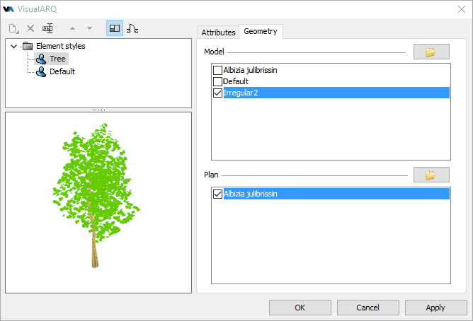 Style Manager dialog box for the Element object.