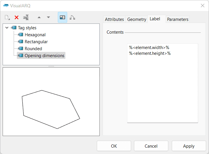 Tag Styles dialog