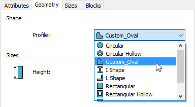 Column style dialog, geometry tab.