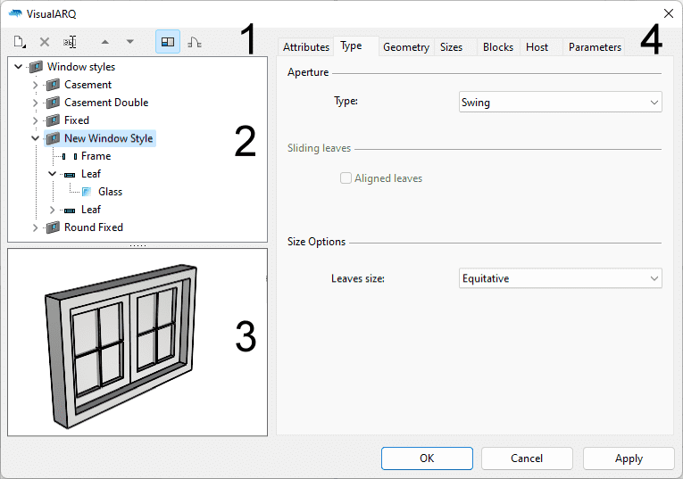 Style Properties dialog box, style properties of a window