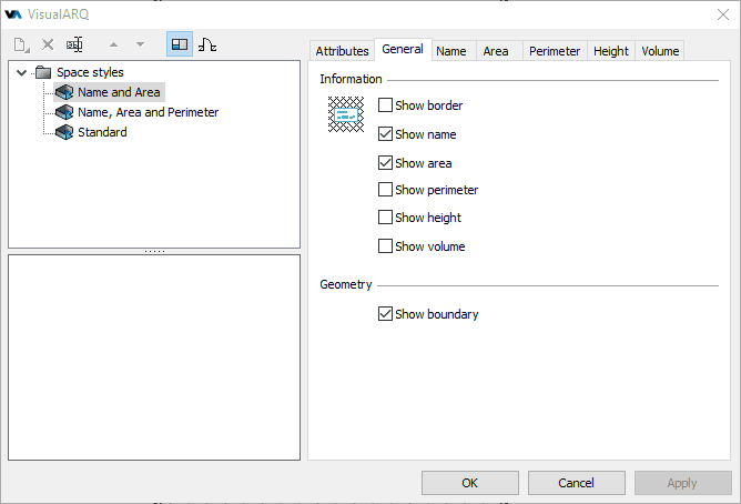 Style Manager dialog box for the Space object