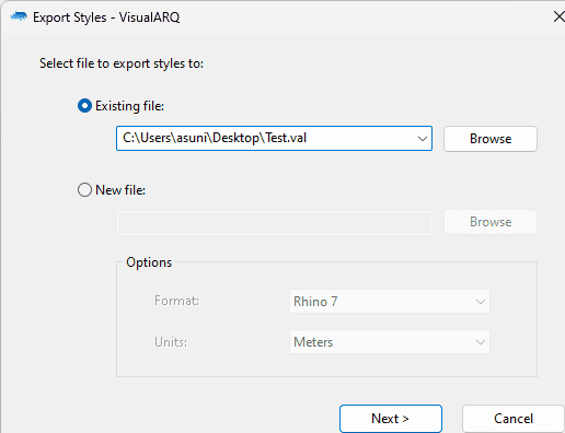 Select the existing file